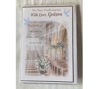 On Your Confirmation With Love Godson Confirmation Card Confirmed Church/Silver Words Foil Detail(PH48803)