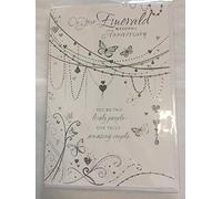 On Your Emerald 55th Wedding Anniversary Card White/Silver Butterflies/Words Glitter/Foil Detail(SE27368)
