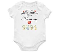 On Your First Birthday As My Mummy Babygrow Baby Boys Girls Safari Animals Vest Babies, 12-18 Months, White