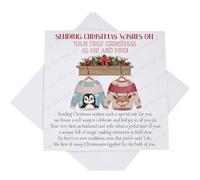 On Your First Christmas as Mr and Mrs Card, Sending Christmas Wishes Card for Newly Wed Married Couple with Poem, First after Wedding, Xmas Jumpers