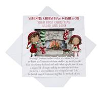 On Your First Christmas as Mr and Mrs Card, Sending Christmas Wishes Card for Newly Wed Married Couple with Poem, First after Wedding, Fireplace