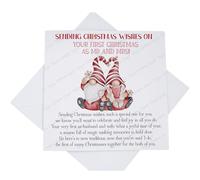 On Your First Christmas as Mr and Mrs Card, Sending Christmas Wishes Card for Newly Wed Married Couple with Poem, First after Wedding, Red Gonks