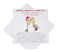 On Your First Christmas as Mr and Mrs Card, Sending Christmas Wishes Card for Newly Wed Married Couple with Poem, First after Wedding, Champagne