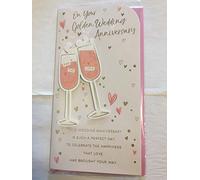 On Your Golden 50th Wedding Anniversary Card White/Pink Flutes/Words 3D/Glitter/Foil Detail(PRELUDE45565)
