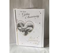 On Your Golden Anniversary Love & Happiness Always 50th Wedding Anniversary Card White/Gold Heart/Hands Foil Detail(KI40261)