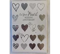 On Your Pearl Wedding Anniversary 30 30th Anniversary Card White/Silver Hearts Foil Detail(SE29258)