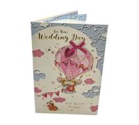 On Your Wedding Day Couple Mice Hot Air Balloon Design Congratulations Card