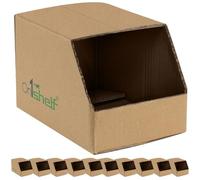 On1shelf® 10pcs Stackable Cardboard Boxes, Corrugated Storage Bins, Pantry Organiser Bins for Shelves, Garage Office Organisation (205(L) x140(W) x130(H))