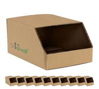 On1shelf® 10pcs Stackable Cardboard Boxes, Corrugated Storage Bins, Pantry Organiser Bins for Shelves, Garage Office Organisation (187(L) x106(W) x76(H))