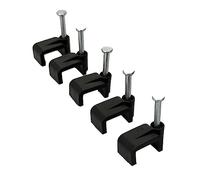 On1shelf® Black Flat Cable Clips with Fixing Nail 12mm 50 Pieces