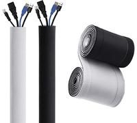 On1shelf Cable Management Sleeve 10m x 10cm - Neoprene Cable Tidy Wrap for TV, PC, Gaming Desk & Office Wire Organisation, Black & White Reversible Cord Cover
