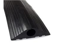 On1shelf Industrial Rubber Floor Outdoor Cable Protector, Safety Wire Cover, Black 1M, 100CM, Heavy Duty, 20mm Hole, Long Extension Lead Cable Cover, Cord protector ramp