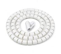 On1shelf White 25mm Spiral Cable Wrap Kit, 2m Large Wire Tidy Sleeve with Feeder Tool for TV PC Desk, Home Cinema, Office Looms, Cut to Length, Halogen Free PE