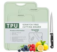 Onadak 3 Pack TPU Cutting Boards with Knife and Juice Groove,Lightweight Cutting Boards for Kitchen,Flexible Chopping Boards for Kitchen,Knife Mark Resistant, BPA-Free, Dishwasher Safe