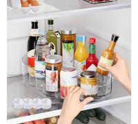 ONADAK Lazy Susan Turntable Organiser for Fridge, 360°Rotating Spice Racks for Kitchen Cabinet, Fridge and Pantry Organizer, 33 X 7.5cmClear PET Revolving Condiment Holder (3-Pack)