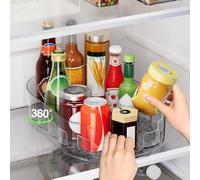 ONADAK Lazy Susan Turntable Organiser for Fridge, 360°Rotating Spice Racks for Kitchen Cabinet, Fridge and Pantry Organizer, 33 X 7.5cmClear PET Revolving Condiment Holder
