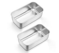 Onader 1lb Loaf Tin Set of 2, Stainless Steel Mini Bread Loaf Pan | Small Baking Tin for Banana Bread, Meatloaf, Lasagna and Cake, Healthy & Sturdy, Air Fryer & Dishwasher Safe, 16X 9.2X 5 cm