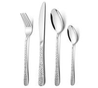 Onader 24Pcs Cutlery Sets, Stainless Steel Hammered Flatware for 6 People