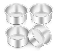 Onader 4 Inch Cake Tin, Stainless Steel Layer Cake Pans Set of 4, Mini Round Baking Tray Cake Mould for Birthday Christmas Wedding, One-Piece Design & Straight Side, Mirror Finished & Dishwasher Safe
