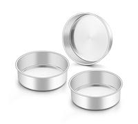 Onader 6 Inch Round Cake Pan Tin Set of 3, Stainless Steel Small Baking Pan for Wedding Birthday