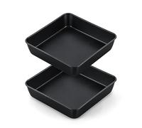 Onader 8Inch Square Cake Tin Set of 2, Stainless Steel Oven Baking Tin Non-Stick Cake Mould, Great for Cakes Brownies and Roasting, Healthy & Heavy Duty, Rust Resistant & Easy Clean - 20cm