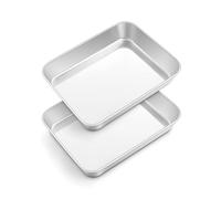 Onader Baking Tray, Stainless Steel Small Rectangular Casserole Dish, Baking Mould, Set of 2, Deep Oven Tray, Cake Tray for Lasagna Brownie, Healthy and Dishwasher Safe, 23.8 x 18 x 5 cm