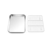 Onader Mini Oven Tray with Cooling Rack, Rectangular Baking Tray with Cake Rack, Cooling Rack for Baking, 23.7 x 17.7 x 2.5 cm, Easy to Clean and Healthy
