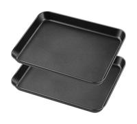Onader Small Oven Tray Set of 2, Non-Stick Carbon Steel Baking Pan Cookie Sheet, 26.5x20.6x2.5cm, Ideal for Baking Cooking Serving Roasting, Healthy & Sturdy, Easy Release & Clean