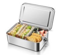 Onader Stainless Steel Lunch Box 1400ml, Large Bento Lunchbox with 1pc Removable Compartment, Leak-Proof Salad Food Storage Container for Kids & Adults, Sturdy & Dishwasher Safe