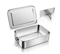 Onader Stainless Steel Lunch Box 850ml, Small Bento Lunchbox with 1pc Removable Compartment, Leak-Proof Salad Food Storage Container for Kids & Adults, Sturdy & Dishwasher Safe