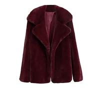 OnaiC Wine Red Women's Short Faux Fur Overcoat, S