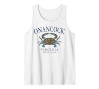 Onancock Virginia Blue Crab Since 1680 Navy Blue Letters Tank Top