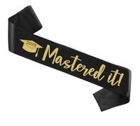 ONANNA Mastered It Graduation Sash Class of 2025 Glitter Satin Sash for Masters - Congrats Grad Decorations, Masters Degree Graduation Gift for Her or Him, Grad Party Supplies - Black Gold, Black, 30"