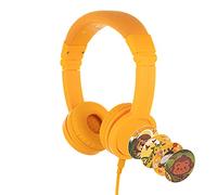 ONANOFF BuddyPhones Connect, Volume-Limiting Kids Headphones, Foldable and Durable, Built-in Mic, BuddyCable for Audio Sharing, Yellow