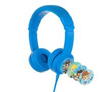 ONANOFF BuddyPhones Explore Plus, Foldable Kids Wired Headphones, SafeAudio Volume-Limiting to 85dB, Built-in Audio Sharing Cable with in-Line Mic, for Kindle, iPad, iPhone, or Android (Cool Blue)