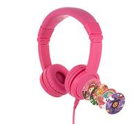 ONANOFF BuddyPhones Explore+, Volume-Limiting SafeAudio Kids Headphones, Foldable and Durable, Built-in Audio Sharing Cable with in-Line Mic, Pink
