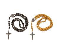 Onarieer 36cs Wooden Rosary Necklace Bulk Set - Catholic Wood Bead Rosary with Jesus Cross - First Communion Baptism Religious Gifts - Prayer Beads Necklace for Church Favors