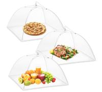 Onarway 3 Pack Food Covers 14 Inch Pop-Up Encrypted Mesh Plate Serving Tents, Fine Net Screen Umbrella for Outdoors, Parties, Picnics, BBQs, Reusable and Collapsible
