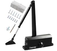 Onarway Automatic Door Closer with Flex-Stop Feature - Adjustable Speed Size 3 Spring Hydraulic Door Closure for 45-60kg Doors - Easy Passage for Home & Commercial Use Black