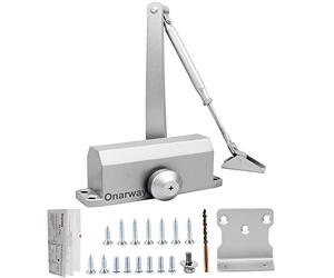 Onarway Door Closer Size 3 Automatic Spring Hydraulic Door Closure, Closing Speed Adjustable, Commercial & Home Use for 45~60kg Weight Door, Aluminum Alloy, EN1154 Certification