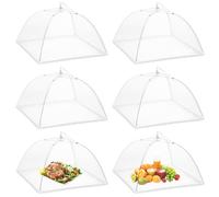 Onarway Food Serving Tents 6 Pack 17 Inch Pop-Up Encrypted Mesh Food Covers, Keep Flies Bugs Mosquitoes Away, Fine Net Screen Umbrella for Outdoors, Parties Picnics, BBQs, Reusable & Collapsible