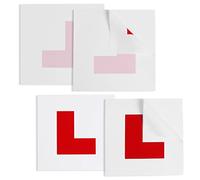 Onarway Learner Plate L Plate 4 Pack for driver learner, 2 PCS of Self Adhesive L Sticker & 2 PCS of Electrostatic L Plates for Car Window, No Fading No Blow off Easy to Move without Scratching