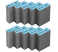 Onarway Sanding Blocks 10 Pack, Coarse and Fine Sanding Sponges - 60/80/100/120/180/220 Grits 6 Different Specifications, Wet and Dry Dual-use, Washable and Reusable