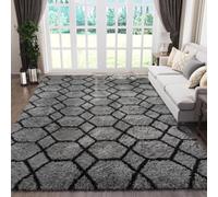 ONASAR 6x9 Area Rugs for Living Room Bedroom, Large Fluffy Grey and Black Throw Rug, Geometric Soft Plush Shaggy Fuzzy Floor Carpet for Nursery Kids Girls Boys Teen Dorm Home Office Decor Aesthetic