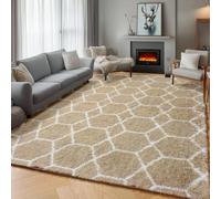 ONASAR Area Rugs for Bedroom Living Room, 4x6 Fluffy Beige and White Throw Rug, Geometric Soft Shaggy Fuzzy Plush Indoor Floor Carpet for Kids Teen Nursery Dorm Office Home Decor Aesthetic
