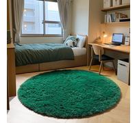 ONASAR Dark Green Round Area Rug 4x4, Soft Bedroom Circle Rugs for Kids Girls Teen Room, Cute Furry Plush Shaggy Carpet for Baby Nursery Living Room Playroom Dorm Christmas Home Decor