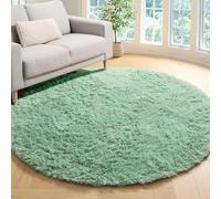 ONASAR Sage Green Round Area Rug 4ft, Soft Bedroom Circle Rugs for Kids Girls Teen Room, Cute Furry Plush Shaggy Carpet for Baby Nursery Living Room Playroom Home Decor Princess Castle