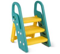 Onasti Foldable Step Stool for Kids, 2 Steps - 3 Steps Height Adjustable Toddler Step Stool, Toilet Steps for Potty Training, Learning Tower with Handle for Bathroom, Bedroom, Kitchen (Yellow-green)
