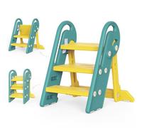 Onasti Foldable Step Stool for Kids, Adjustable 3 Steps for Kid Potty Training with Handles, Learning Tower, Toddler Step Stool for 18 Months to 8 Years, for Kitchen, Bathroom & Bedroom (Green)