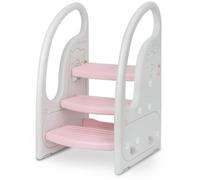 Onasti Step Stool for Kids, 3-Step Height Adjustable Toddler Step Stool, Plastic Learning Tower, Kitchen Helper, Toilet Steps with Handles and Non-Slip Pads, for Counter, Bathroom & Sink (Pink)